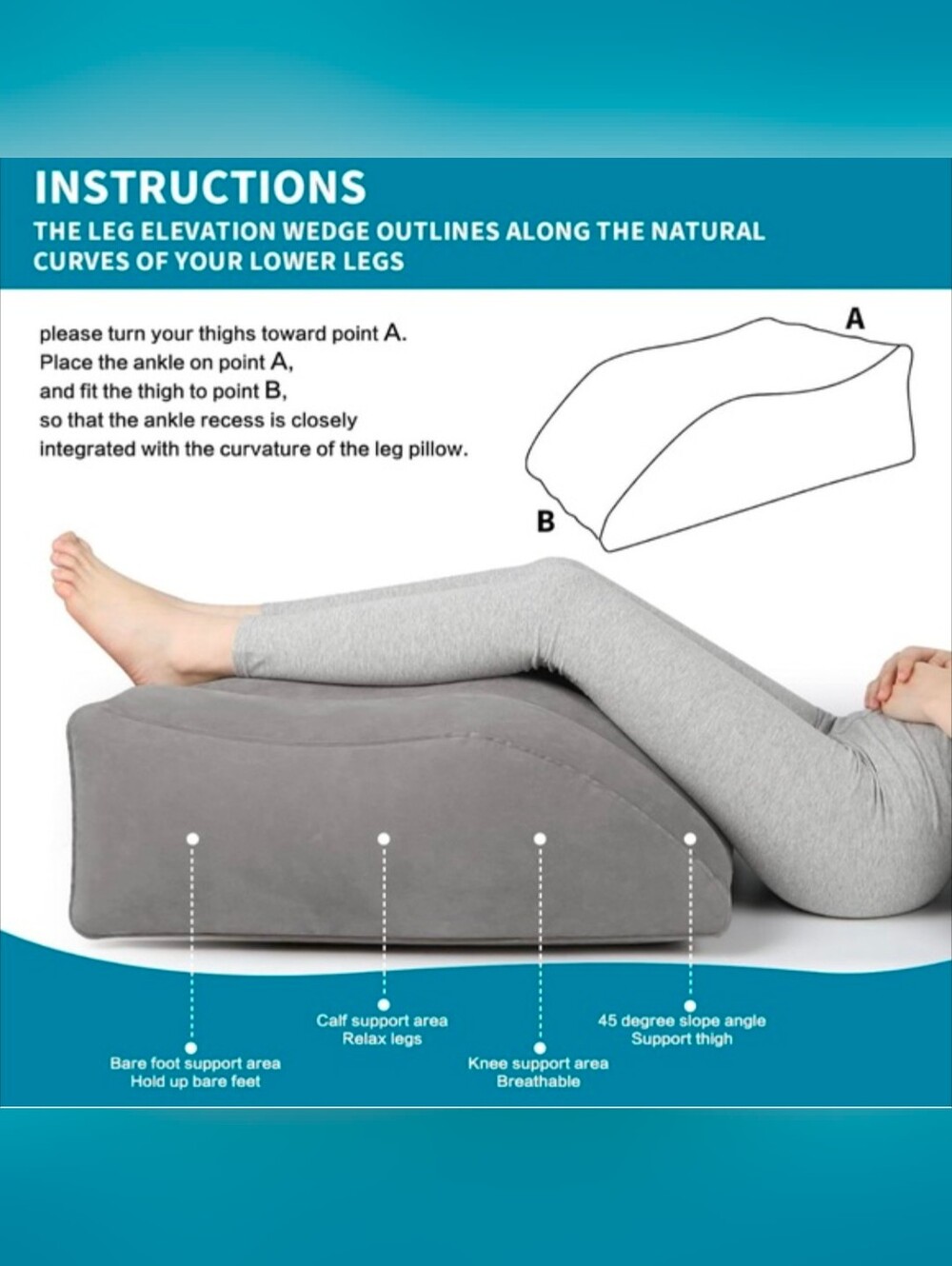 Gray Leg Elevation Wedge Pillow